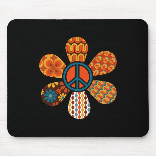 Mousepad PEACE SIGN LOVE 60s 70s Groovy Hippie Costume Hall (Frente)