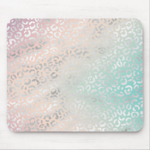 Mousepad Peach Aqua Tie Dye Silver Leopardo