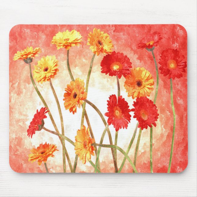 Mousepad Peach Daisy Garden Watercolor (Frente)