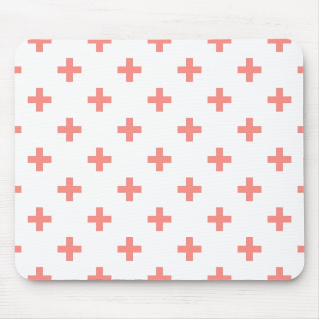 Mousepad Peach polka cruza em branco (Frente)