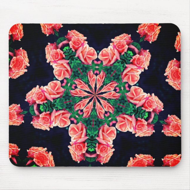 Mousepad Peach Rosebuds Abstrato Flower Art (Frente)