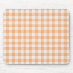 Mousepad Peach White Checkered Gingham Patterno