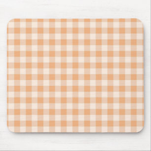 Mousepad Peach White Checkered Gingham Patterno