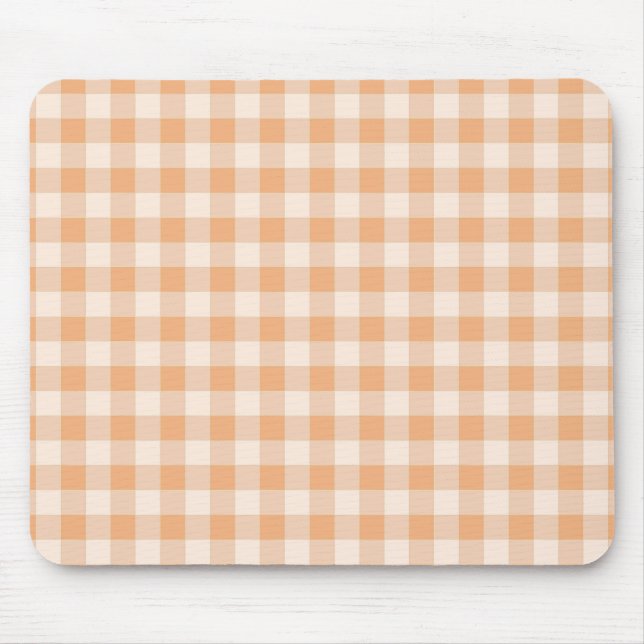 Mousepad Peach White Checkered Gingham Patterno (Frente)