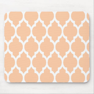 Mousepad Peach White Quatrefoil Patterno Marroquino #4