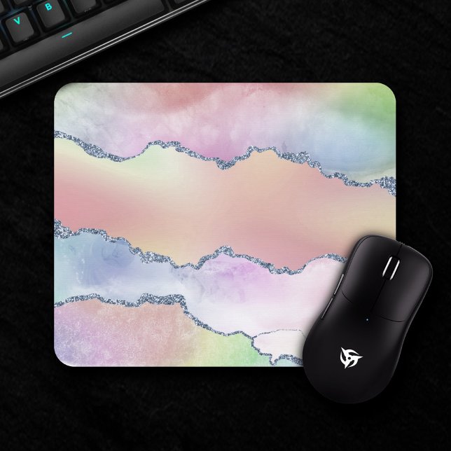 Mousepad Peachy Agate | Bonito Mole Pastel Watercolor Ombre (Criador carregado)