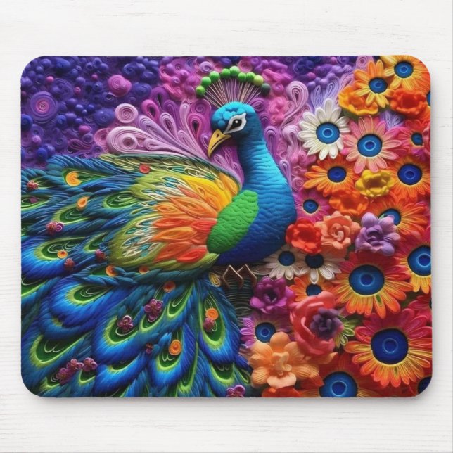 Mousepad Peacock 3D vibrante (Frente)