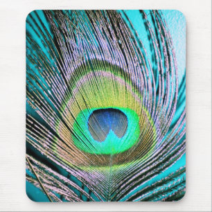 Mousepad Peacock Feather em Turquoise