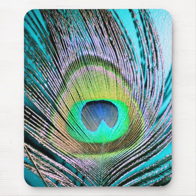 Mousepad Peacock Feather em Turquoise (Frente)