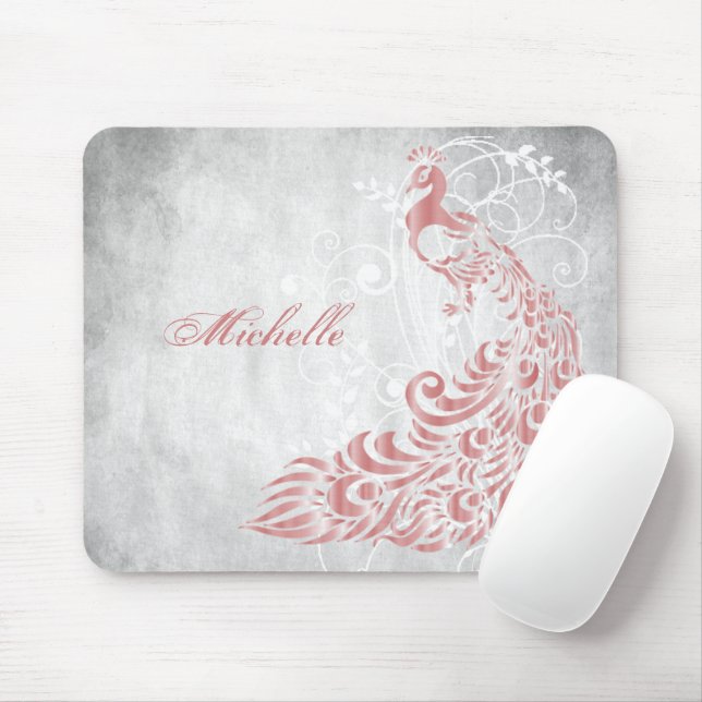 Mousepad Peacock Rosa Personalizado (Com mouse)