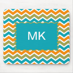 Mousepad Peacock Vibrant Tribal Zigzag