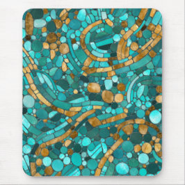 Mousepad Pebbles Mosaic Art - Emerald e Dourado