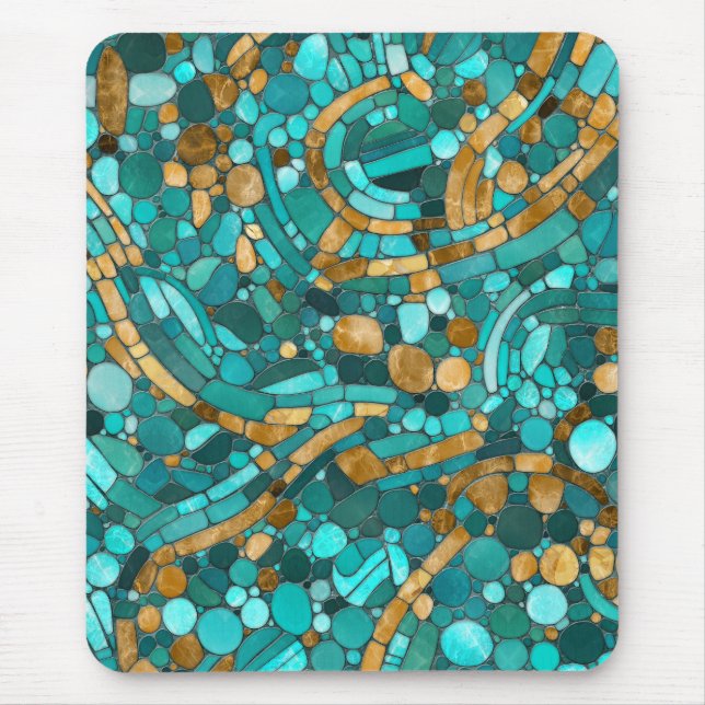 Mousepad Pebbles Mosaic Art - Emerald e Dourado (Frente)