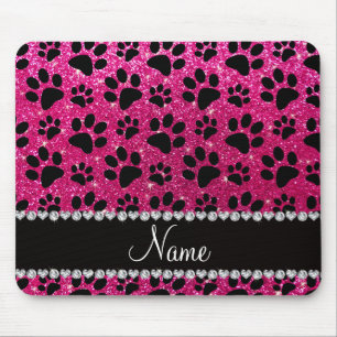 Mousepad Peças pretas para cães, néon-rosa-quente, com n