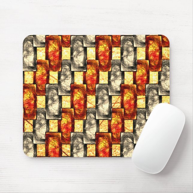 Mousepad Peças retangulares em branco e vermelho (Com mouse)