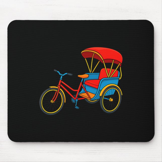 Mousepad Pedicab Cycle Rickshaw Bike Taxi Premium Tri-blend (Frente)