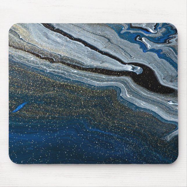 Mousepad Pedra de Mármore Geométrica Azul Legal (Frente)