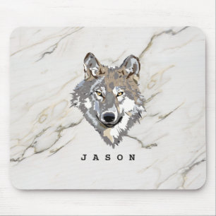Mousepad Pedra Marble Monogramada E Lobo