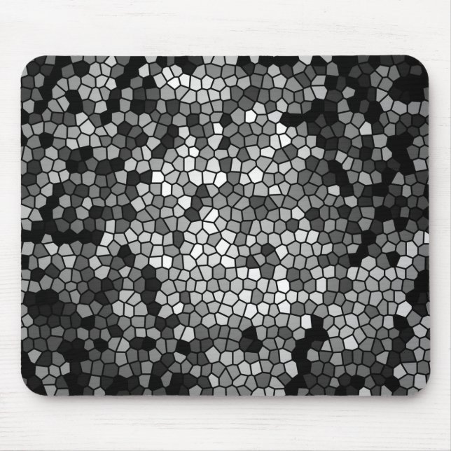 Mousepad Pedras Mosaicas Vidro Cinza Preta Branco (Frente)