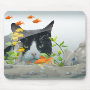 Mousepad Peering de Gato de Fotografia Personalizado no Tan