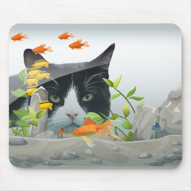 Mousepad Peering de Gato de Fotografia Personalizado no Tan (Frente)