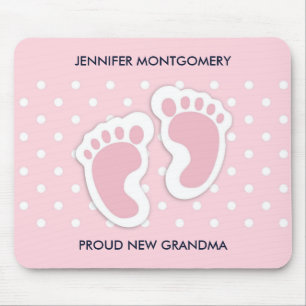 Mousepad Pegadas de Bebê Cor-de-Rosa