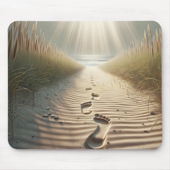 Mousepad Pegadas De Praia Em Areia (Frente)