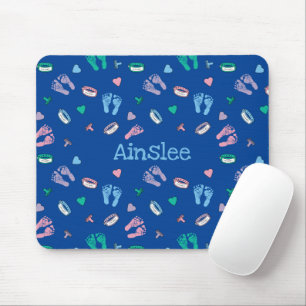 Mousepad Pegadas recém-nascidas Binkings e padrão de ID