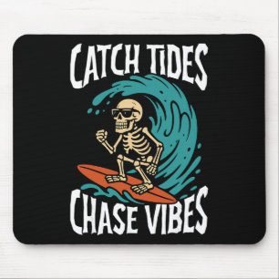 Mousepad Pegar Marés Perseguir Vibrações Esqueleto Surfista