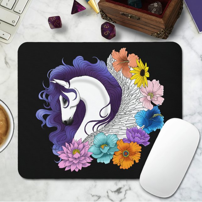 Mousepad Pégasus Floral Preto (Criador carregado)