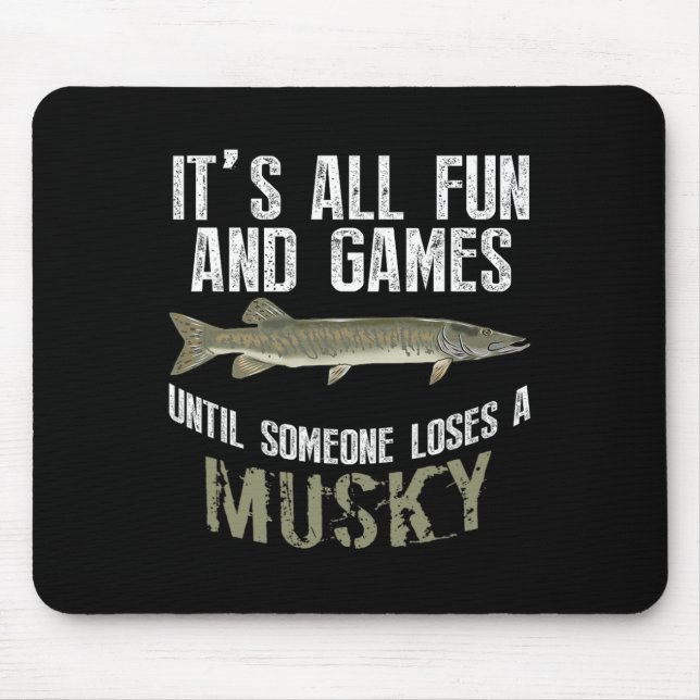 Mousepad Peixe Água fresca Musky Engraçado Pescado Muskellu (Frente)