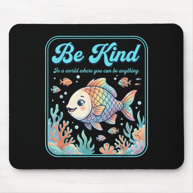 Mousepad Peixe Arco-Íris da Conscientização do Autismo Retr (Frente)