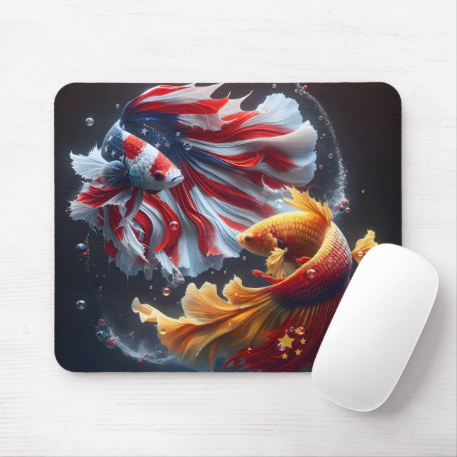Mousepad Peixe Betta Chinês vs Americano (Com mouse)