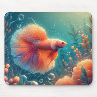 Mousepad Peixe Betta Laranja Vibrante