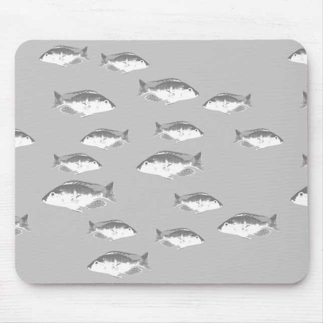 Mousepad Peixe cinza monocromático (Frente)