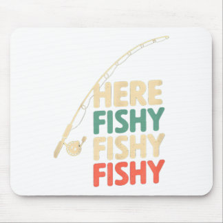 Mousepad Peixe de Design B Engraçado com Pesca Aqui-Pesca F