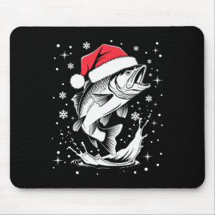 Mousepad Peixe de Natal engraçado com chapéu de Papai Noel