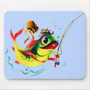 Mousepad Peixe de pesca dos anos 40