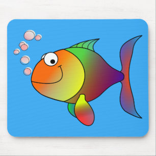 Mousepad Peixe-dourado-bonito no mar, azul-claro