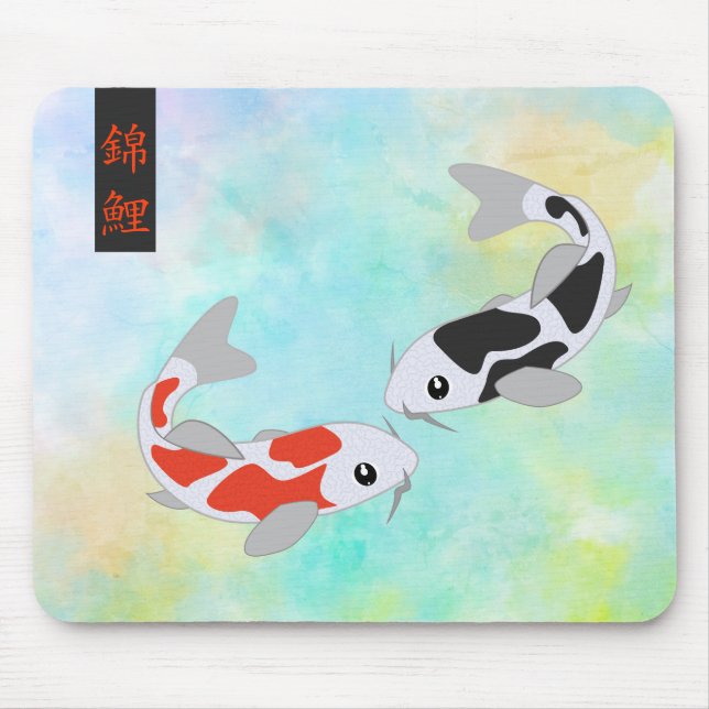 Mousepad Peixe-Koi Vermelho e Preto (Frente)
