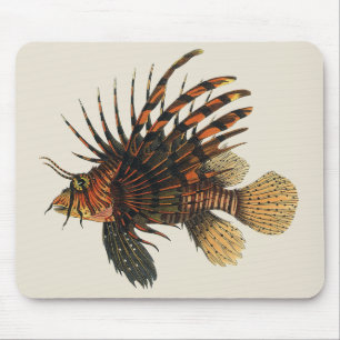 Mousepad Peixe-Leão Vintage, Animal da Vida Marinha do Ocea