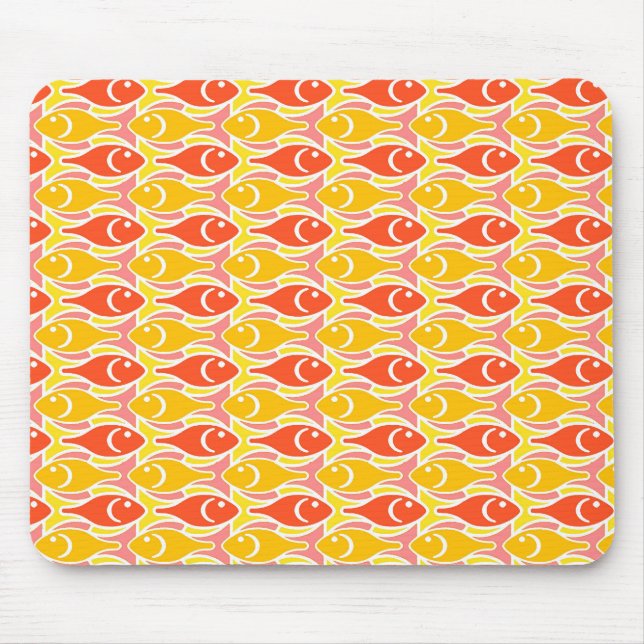 Mousepad Peixe moderno do século médio, laranja tangerina (Frente)