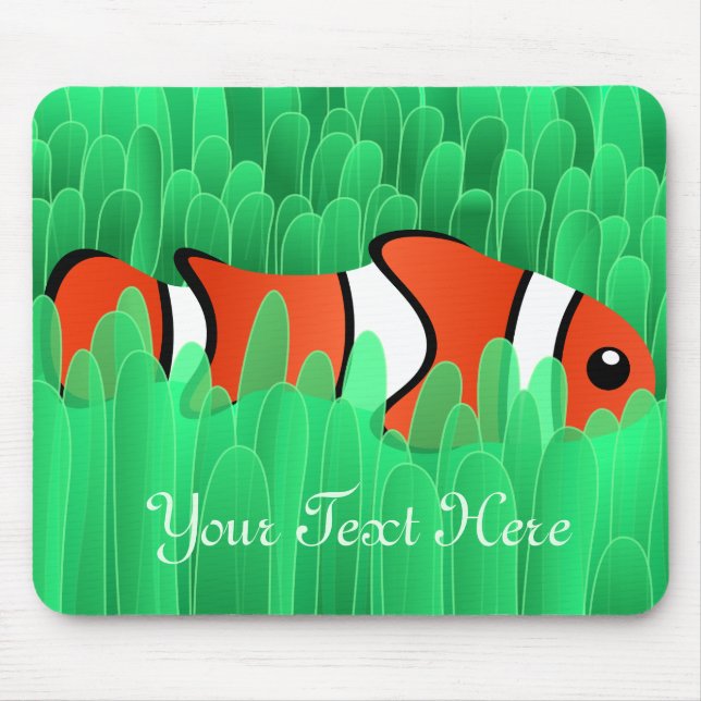 Mousepad Peixe-palha giro e belo anêmono do mar verde (Frente)