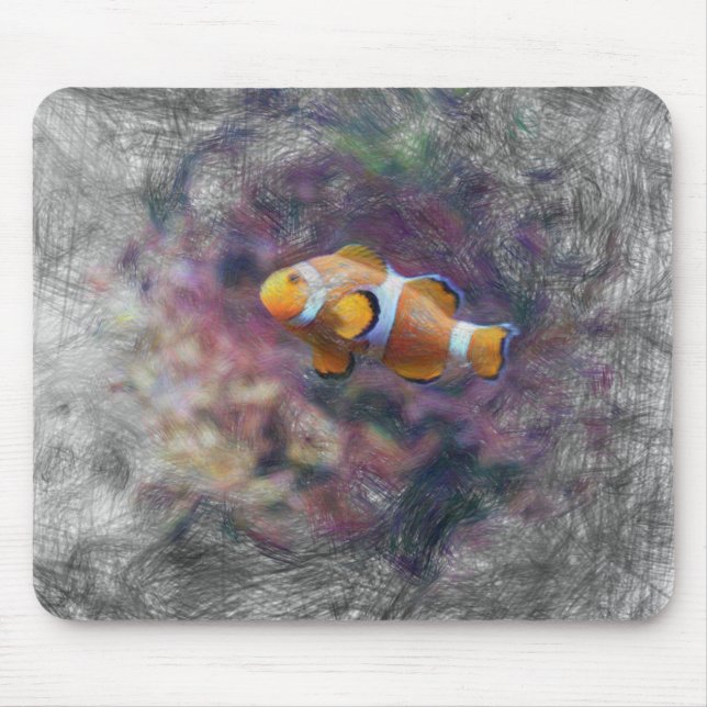 Mousepad peixe-palhaço artístico (Frente)