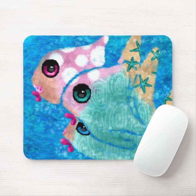 Mousepad Peixes Abstrato de praia, cor-de-rosa-lacrimogêneo (Com mouse)