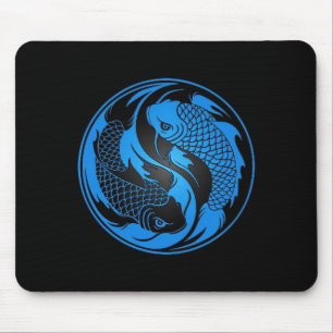 Mousepad Peixes azuis e pretos de Yin Yang Koi