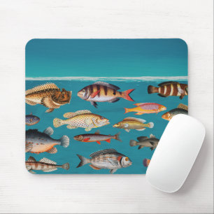 Mousepad Peixes Coloridos Sob Água Do Oceano Azul