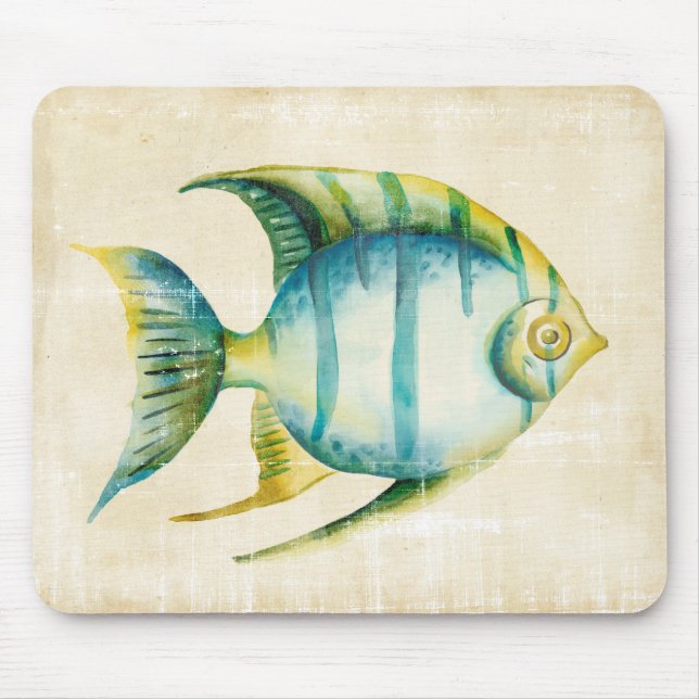 Mousepad Peixes de Aquário Azul e Amarelo (Frente)