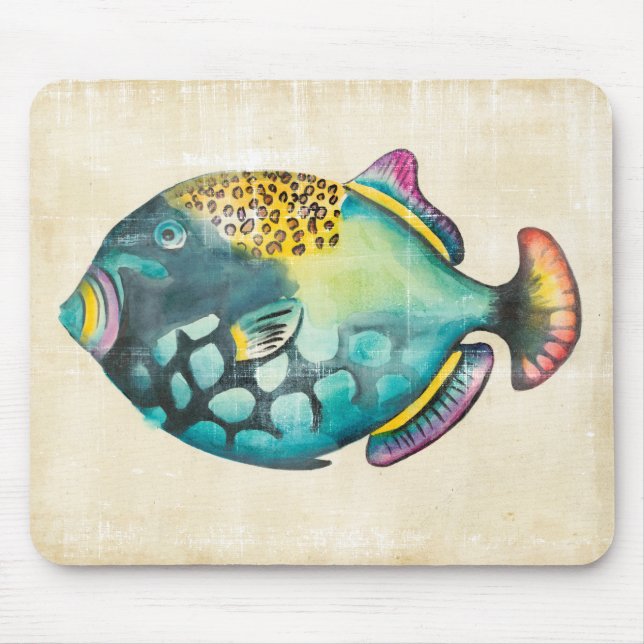 Mousepad Peixes de Aquário Azul e Púrpura (Frente)
