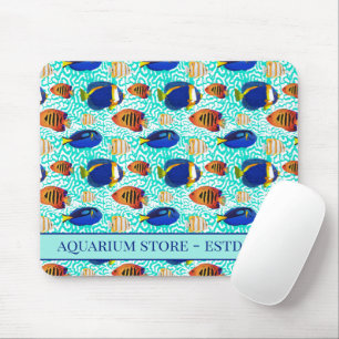 Mousepad Peixes de Aquário Tropical de Azul e Laranja
